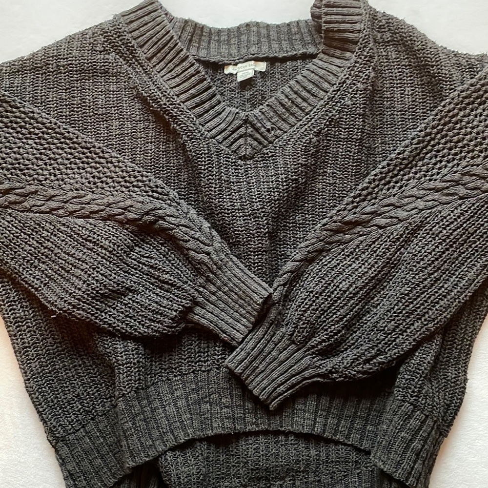 American eagle black washed V-neck sweater